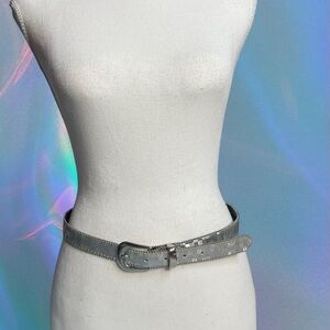 Silver Checkered Women's Belt